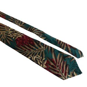 Bugatti Silk Tie Green Red Mens Necktie Tropical Leaf Pineapple Office Work Gift